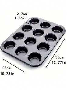 12-Cavity Non-Stick Cupcake Baking Pan - Dark Grey - View 2