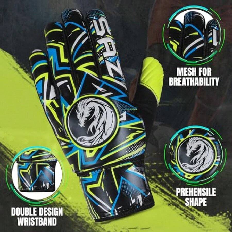 Guantes de portero de fútbol guantes de portero de fútbol para jóvenes guantes de portero de fútbol con palmas de látex de 4 mm -035 - Talla 7 adecuada para talla S-M Adulto - Ver 1