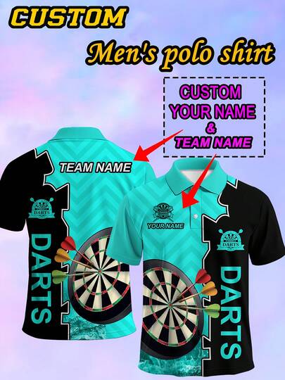 Customized Men's Shirt, Can Customize Name & Text, Casual Turndown Collar Button Short Sleeve Shirt, Suitable For Work, Anniversary, Sports, Casual Wear - Customizable Shirt