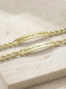 Pulsera personalizada para parejas - Personalizable con nombres y fechas, regalo para parejas, amantes, mejores amigos, joyería conmemorativa de aniversario - Pulsera - Ver 11