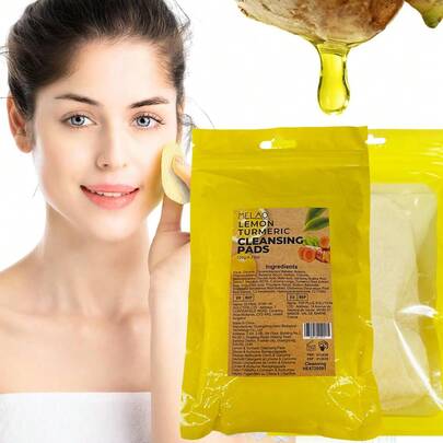  Lemon Turmeric Cleansing Pads, MELAO Exfoliating & Brightening Face Pads, With Natural Lemon & Turmeric, Gentle Daily Cleansing Pads For All Skin Types, Deep Cleans & Refreshes Skin, 30 Counts, 120g/4.23oz