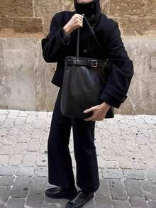 DEEKA Autumn/Winter New Women's Fashion Minimalist Versatile Stand Collar Jacket - Black - View 5