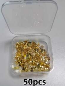 50 piezas de pendientes de botón de acero inoxidable dorado de 3-12 mm con respaldos de pendientes, para suministros de fabricación de joyas DIY - Dorado - Ver 17