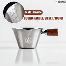 100ml Stainless Steel Espresso Measuring Cup, Made Of 304 Stainless Steel With Wooden Handle And Dual Spout Design - Multicolor - View 13
