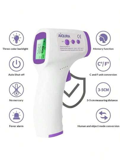 Non-Contact Infrared Forehead Thermometer, Portable Handheld Quick Measurement Mini Forehead Gun Temperature Monitor For Home Use,1pc Non-Contact Forehead Temperature Gun Thermometer High-Precision Electronic Thermometer Digital Temperature Gun Second Measurement- This Tool Does Not Include Batteries