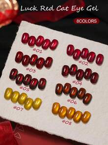 MISS SHAKA 10毫升 冬春美甲 情人节幸运红金玻璃珠猫眼凝胶指甲油胶 2026新款 闪亮酒红色樱桃玻璃珠 美甲沙龙家用DIY美白百搭当季流行美甲用品 新年美甲 - 彩色 - 查看 19