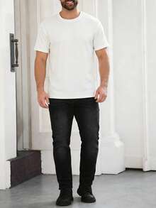 ALTZTAR Men's Ribbed Twisted Cable Knit Crew Neck Short Sleeve T-Shirt, Breathable And Comfortable For Summer - White - View 5
