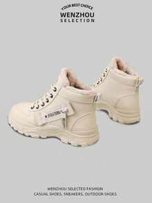 Nouvelles bottes de neige pour femmes grande taille, doublure thermique, isolation épaisse, montantes, légères - Kaki - Voir 4