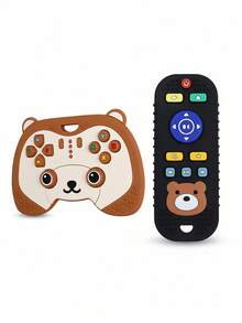 两件套婴儿牙胶套装，熊猫造型，带遥控小熊，硅胶材质，适合6-24个月宝宝。 - 彩色 - 查看 6