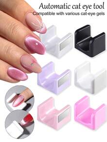 Nail Art Accessories, Cat Eye Nail Magnets, Cat Eye Nail Tools, Strong U-Shaped Magnets For Automatically Attracting Cat Eye Molds, Nail Products Suitable For Beginners. - Multicolor - View 2