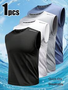 Áo thun không tay unisex nhẹ, thoáng khí, nhanh khô, kiểu dáng thoải mái và thời trang cho mùa hè. - màu đen - Xem 1