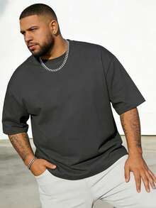 1XL-6XL 220-440lbs Men's T-Shirt, Plus Size Casual Crew Neck Short Sleeve T-Shirt, Suitable For Outdoor Sports, Versatile, Slim Fit, Fresh And Energetic, Ideal Gift For Husband And Boyfriend - Dark Grey - View 5