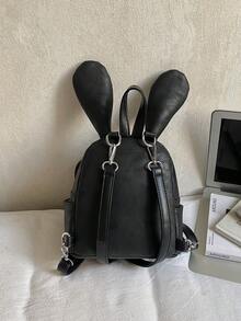 Korean Style Women Rabbit Ear Backpack, Large Capacity Niche Design Casual Backpack, Simple Fashionable Shoulder Bag - A - View 9