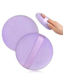 1/2pcs Velvet=Fixed Powder Large Washable Round Makeup Sponge, Used For Facial Cleansing, Makeup And Powder Release, Bath Powder - Multicolor - View 6