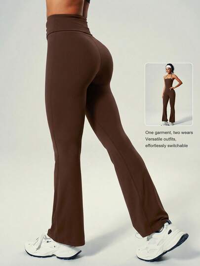 UONNOU 1 pieza Mono de yoga para mujer de primavera/verano, body sin espalda y sin mangas, adelgazante, levantador, moldeador, pernera acampanada, tela suave, adecuado para deportes, al aire libre, baile, yoga, gimnasio, casual, ir al trabajo, fiesta