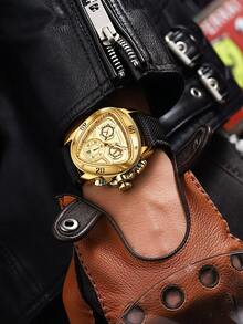 LIGE 男士经典石英表，防水夜光，不锈钢表带，双时区设计 - 金色 - 查看 2