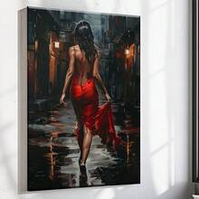 Fashion Red Dress Women's Canvas Art Print - Wooden Frame Wall Decoration, Suitable For Living Room, Bedroom, Home Office - 帆布畫 - 查看 4
