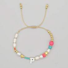 1pc Women's Fashion Pearl Letter A-Z Bracelet, Minimalist Luxury Style Accessory - Multicolor - View 25