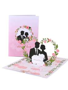 1pc 3D Pop-Up Wedding Invitation Card With Bride Groom Design Creative Wedding Invite Greeting Card For Valentine's Day Wedding Engagement Bridal Shower Party - Wedding - View 8