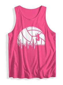 Women's Tank Top T-Shirt, A Fun Volleyball Heartbeat Volleyball Player Set Soft And Comfortable, Suitable For Daily Use, Home Life, Fitness And Sports Activities. - Hồng - Xem 5