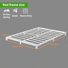3 Inch Bed Frame Queen Size Low Profile Queen Heavy Duty Platform Bed Frame No Box Spring Needed Easy Assembly Noise Free Black-B001 - 5吋白色 - 查看 2