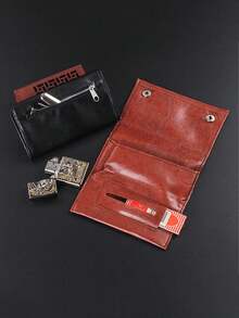 高级仿麂皮香烟盒 - 男女通用，多隔层设计，柔软口袋，安全拉链封口，金属搭扣，吸烟配件 | 时尚仿皮包 | 金属搭扣，香烟夹，皮革手卷烟袋，手卷香烟的最佳配件 - 多色 - 查看 6