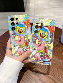 SPONGEBOB 1个时尚创意卡通海绵宝宝、蜗牛、螃蟹、章鱼、花朵图案防震透气手机壳，适用于三星/苹果17/16/15/14/13/12/11 Pro Max/12 Pro/14 Plus及其他型号 - 彩色 - 查看 4
