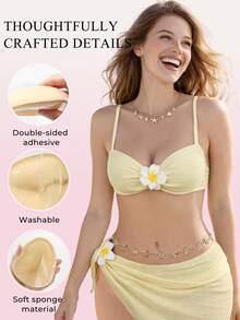 1对女士隐形双面硅胶粘性胸垫，可重复使用，上托提拉，防水加厚衬垫，适用于比基尼、泳衣和无肩带文胸 - 彩色 - 查看 4