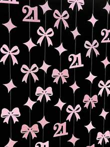 Decoraciones de cumpleaños con lazos rosas brillantes, guirnalda de lazos rosas, adecuado para cumpleaños de 18 y 21 años de niñas, se puede usar para decoración de fiestas de cumpleaños, fiestas de aniversario, bodas, decoraciones para baby shower - Multicolor - Ver 10