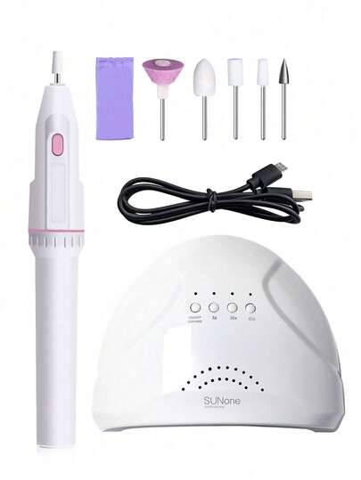 Kit de herramientas para el cuidado de las uñas - Incluye lámpara de uñas, lámpara de curado de uñas, amoladora de uñas, adecuada para salones de uñas de secado rápido de alta potencia, pulido de uñas, cuidado de los pies, herramientas portátiles para el cuidado de las uñas, suministros para uñas, herramientas para uñas, uñas de vuelta al colegio, herramientas de prensado de uñas.