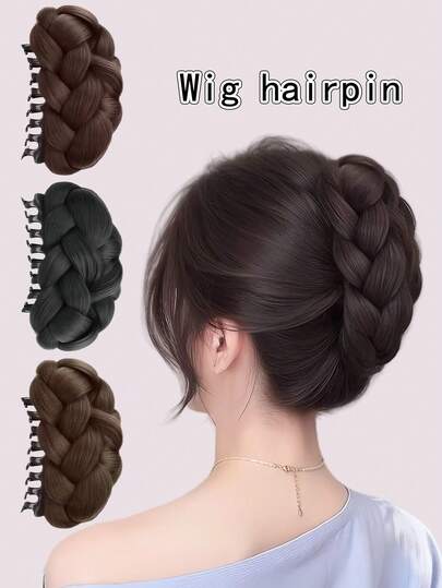 Twist Bun Hairstyle Hair Clip, Elegant Voluminous Curly Wig, High-Temperature Fiber Material, Naturally Elongated Bun, Multi-Functional Styling Accessory, Suitable For Women And Girls, Suitable For Daily Wear. This Wig Fashion Bun Has An Excellent Fit, Realistic Twisted Braided Bun Hair Clip, An Ideal Choice For Women To Quickly Create Hairstyles. (Available In Dark Brown, Black, Cool Hair Care Products, Gift