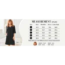 Women Robes Zipper Front 3/4 Sleeve Housecoat Zip Up Bathrobes Lightweight Nightgown With Pockets S-XXL - Royal Blue - View 4