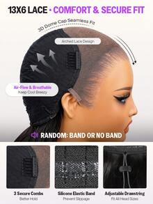 MEGALOOK Upgrade 13x6 Three-Go™ Bohemian Curl Glueless Wigs Transparent Lace Front Wig With Drawstring Pre-All Wig Pre-Plucked Natural Hairline Pre-Bleached Knots Human Hair Wig - SNatural - View 8