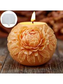 Peony Flower Embossed Ball DIY Handmade Fragrance Plaster Multifunctional Silicone Mold - White - View 2
