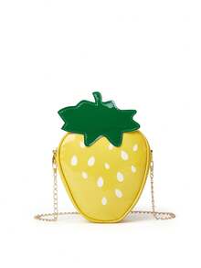 Túi đeo vai nữ thời trang thường ngày, đa năng, chất liệu PU, có dây xích, ví đựng điện thoại hình trái cây dễ thương, túi đeo vai bất đối xứng hình quả dâu tây, thích hợp cho đi làm, du lịch, chụp ảnh và sử dụng hàng ngày. - Màu vàng - Xem 6