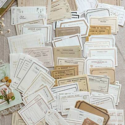 MOCARD 100 pièces Papier de scrapbooking avec cadre vintage, matériel décoratif non adhésif DIY, cadeau de fête, fournitures de collage fait main, planification de scrapbooking personnalisée, papeterie scolaire créative