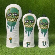 熔岩绿骷髅高尔夫球杆套，涂鸦艺术高尔夫球杆套，街头风高尔夫球杆套，高尔夫配件 - 白色 - 查看 1