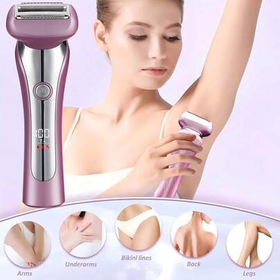 Máy tỉa lông điện đa năng dành cho nữ, không gây đau, mạnh mẽ, có thể sạc lại, thiết kế không dây với màn hình LCD và đầu thép không gỉ 3 trong 1, thích hợp để tỉa lông chính xác vùng tay, chân, nách và vùng kín, nhỏ gọn và dễ vệ sinh, máy tỉa lông vùng bikini.