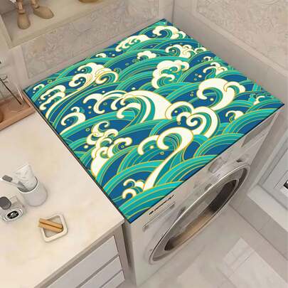 1pc Gold Wavy Protective Pad - Scratch-Resistant, Moisture-Absorbing, Washing Machine And Refrigerator Protective Pad, Suitable For Laundry Room, Kitchen Countertop, Dishwasher , Easy-To-Clean Surface, Fits Washing Machines, Modern Home Decor Design, Prevents Scratches And Spills