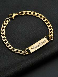 Personalized Carved Name ID Pattern Bracelet, Women's Bracelet Suitable For Daily Holiday Parties, The Best Gift To Give To Friends - Multicolor - View 2