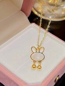 1pc Fashionable Sweet Style High-Color Retention Rabbit Pendant Necklace Accessory - one-size - View 3