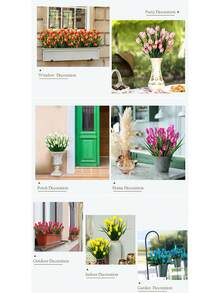 7pcs/1set Artificial Tulips Multi-Color Lifelike Fake Flower – High-Quality Faux Floral With Realistic Texture, Ideal For Apartment Decor, Rental Friendly Home Indoor Vase, Dining Table, Bedroom & Valentine's Day Mother's Day Spring Decorative Blooms - Multicolor - View 12