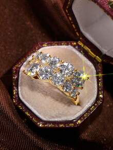 XUJIA 1件女士莫桑鑽戒指 925純銀訂婚戒指 圓形莫桑鑽銀戒 結婚週年女士新娘珠寶禮物 - RMO-051 - 查看 5