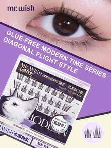 32pcs/Set Innovative Double Lash Layered Double Magnifying Cooling Thousand Gold Eyes MR.WISH False Eyelashes, Modern Moment Series - Meow Series - Fishing Series Oblique Fly Style - B - View 2