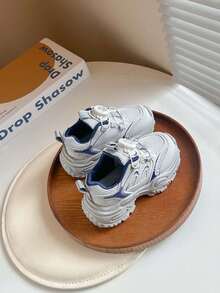 1 Pair Kids Breathable Mesh Sneakers, Convenient Rotary Buckle Design, Soft Sole, Unisex Children Athletic Shoes, All Season - Grey - View 5