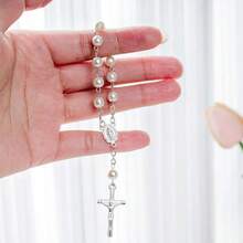 100件套洗礼回礼套装，适用于洗礼派对——包含25个迷你念珠、25个礼盒、25个欧根纱袋和25张感谢卡——理想的基督教礼物 - 彩色 - 查看 5