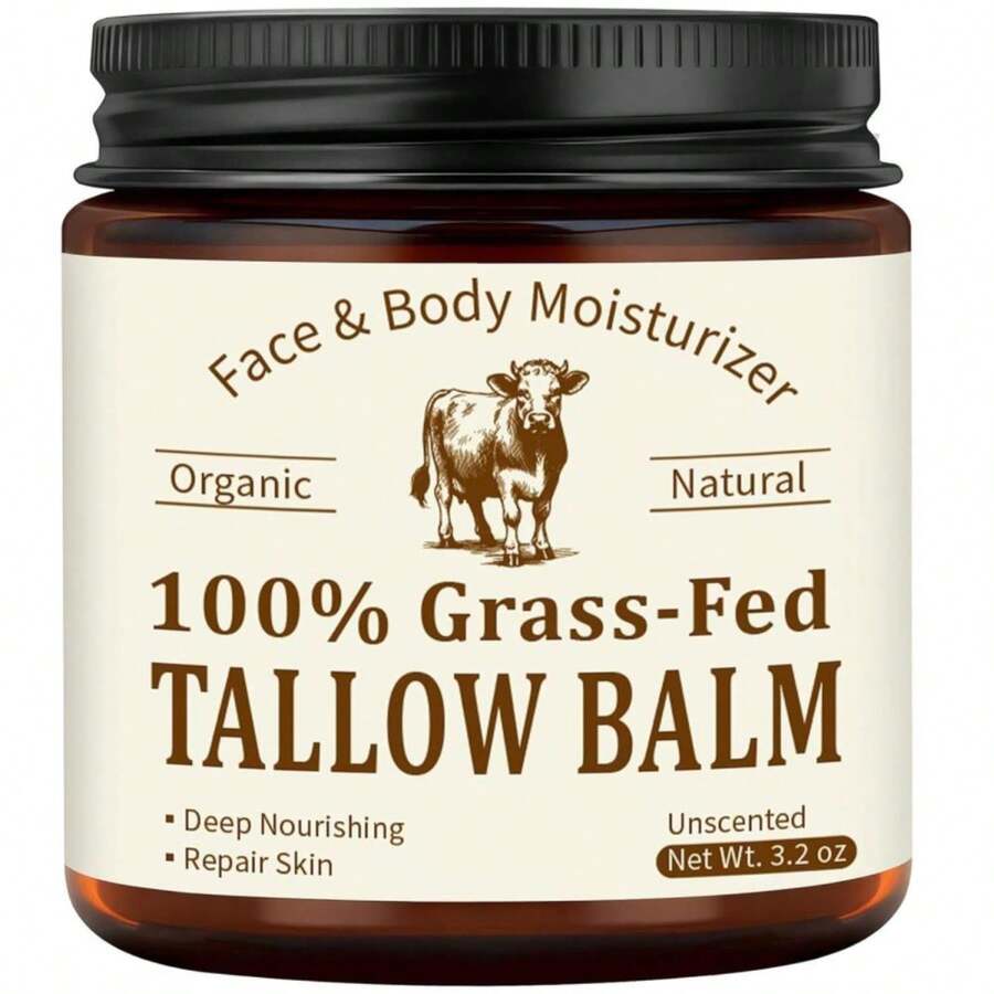 Veakoo Beef Tallow For Skin &Amp; Face, Organic Grass Fed Beef Tallow Balm, Unscented Natural Tallow Face Moisturizer, Body Butter, Moisturizing Cream For Women Men, Nourish Soothe Dry Skin - ColorA - 查看 1