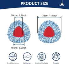 2 Pack Mop Head Replacement Compatiable With Oceda EasyWring,Mops Refill Replace Head For EasyWring Spin Mop 1 Tank Systerm - Microfiber, Easy To Replace,Deep Floor Cleaning And Machine Washable - ColorA - 查看 5