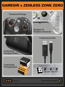 GameSir G7 Pro Zenless Zone Zero Edition Wireless Controller Compatible With Xbox Series X/S Gamepads Compatible With Xbox One X/S PC Windows Android Phone Controle Officially Licensed By Microsoft Mag-Res TMR Joysticks Hall Effect/ Micro Switch Triggers Gyroscope 1000 Polling Rate 4 Motor Rumble 4 Remappable Buttons With 3 Magnetic Faceplate Charging Station Carrying Case - G7 Pro - View 5