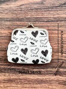 1个时尚印花爱心唇夹零钱包，方便创意的手提包，可用作零钱包或钥匙包，独特的派对礼品袋，日常生活必备工具 - 彩色 - 查看 7